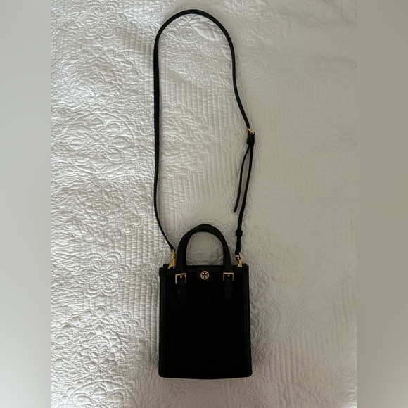 Tory Burch Black Canvas Monogram Mini Bag - Picture 3 of 10